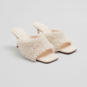 Mother Of Pearl Covered Leather Mules | Never Worn | Size 41